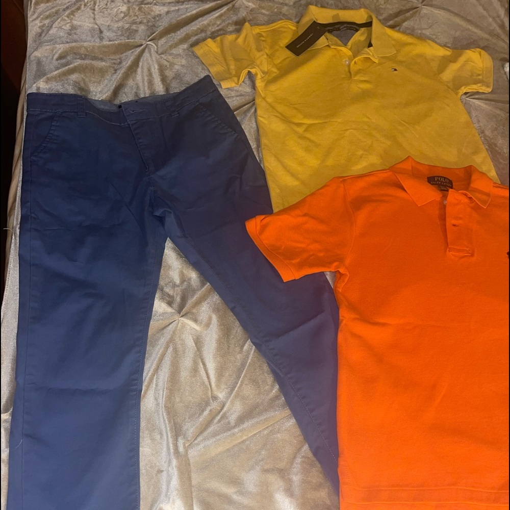 Boys Outfit Set Tommy Hilfiger Shirt Polo Shirt Oshkosh Pants Size 14 14/16 tops